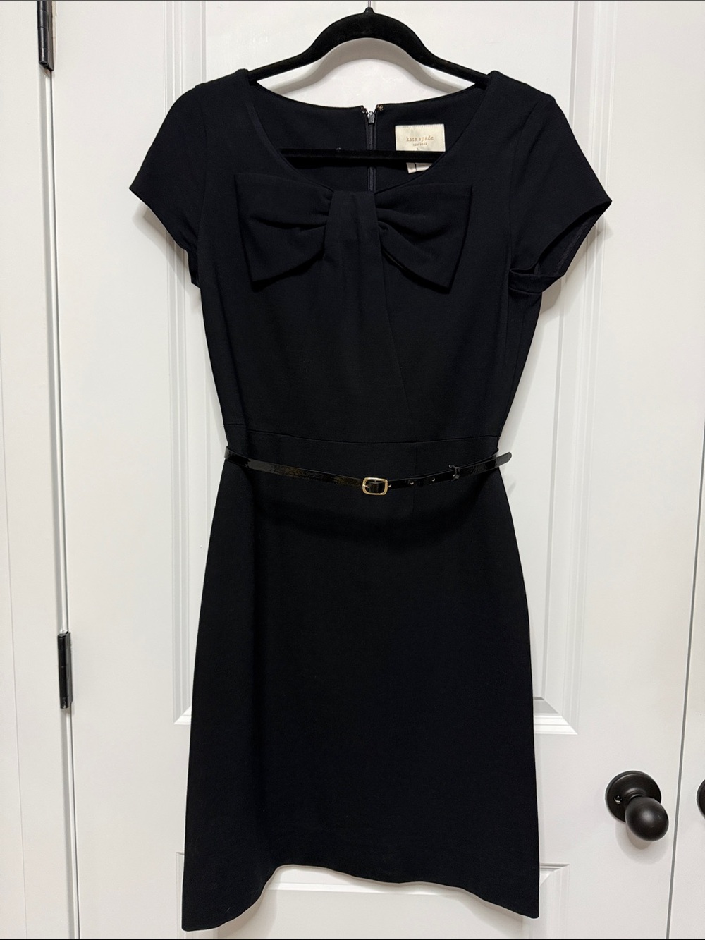 kate spade Black Bow-Front Short Sleeve Mini Dress
